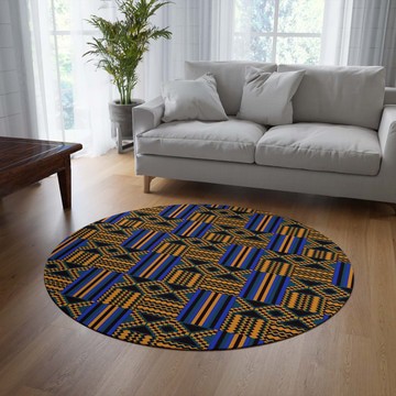 Colorful Round Rug Tribal Carpets for Living Room Blue (LARGER SIZES AVAILABLE)