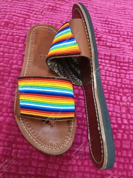 Sandales pour femmes africaines, sandales Massaï, sandales d'été, sandales en cuir perlé, chaussures pour femmes