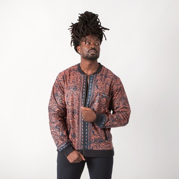 Veste bomber couleurs saumon et bleu foncé