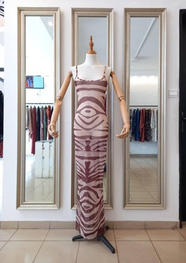 ROBE FILET BRETELLE TIGRE MARRON