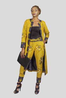 African Print Ankara Long Jacket and matching cigarette pants, Ankara Jacket, Ankara pants