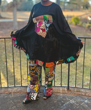 African print Ankara Two Piece Patchwork  Pants and Asymmetrical Top  Set