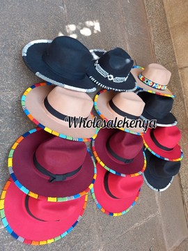 12 Wholesale Fedora hats, Beaded fedora hats, African fedora