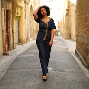 Cidade Velha - Ensemble chemise et pantalon en pagne tissé - panu di terra