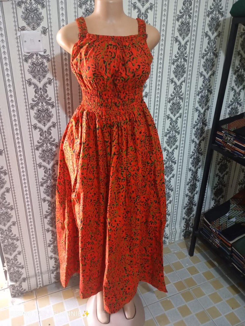 Burnt Orange Ankara Maxi Dress  African Print Strap Dress Women's Flo -  ANKA