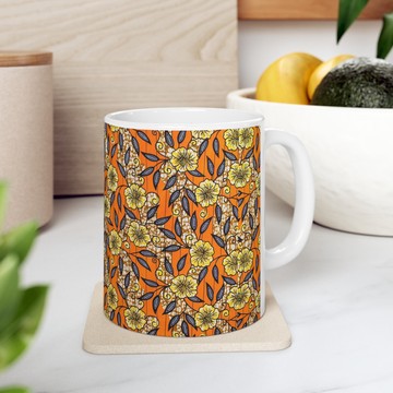 Orange Ankara print floral in Every Sip: Coffee Mugs for Aficionados