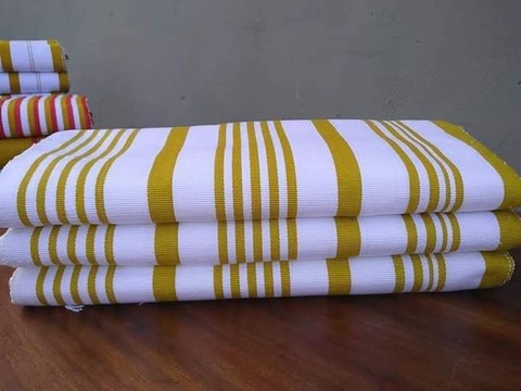 Patterned Northern Ghana Kente- white and gold
