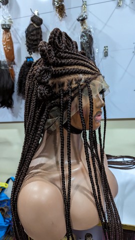 Sweet full lace braided wig with doughnut up