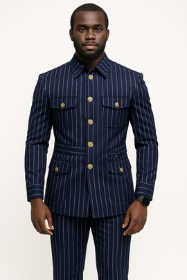 Safari suit men's Safari jacket Sharp Navy Safari Suit