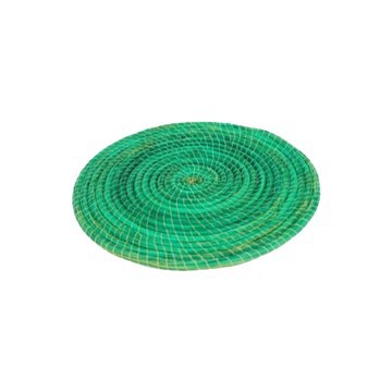 Placemat In Green Natural Straw, Handmade Trivet