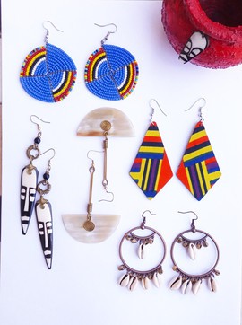 Ahadi African Earrings Set | Statement earrings | Cowrie shell earrings