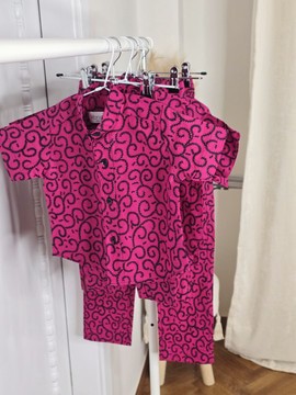 Ensemble Jabari en tissu wax rose - Pantalon et Chemise en wax africain pour garçon