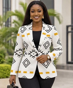 Robe midi à col en V et manches courtes pour femme en imprimé africain | Robe midi en imprimé africain | Bynelo
