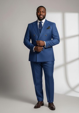 Men’s Sage royal blue Double-Breasted Suit – Premium Wedding &amp; Formal Wear