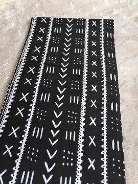 Pure cotton African Wax Fabric Coupon 10 cm "black &amp; white"