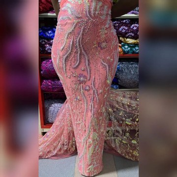 Beaded Lace fabric, luxury lace (5 yards)