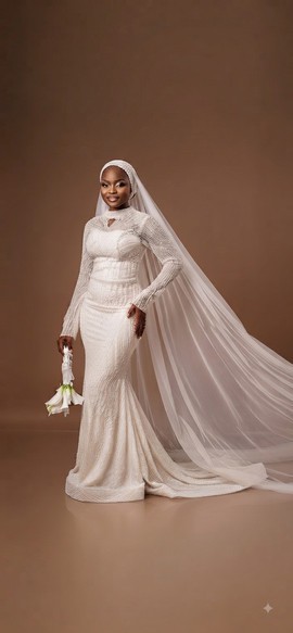 Robe de mariée sirène blanche perlée