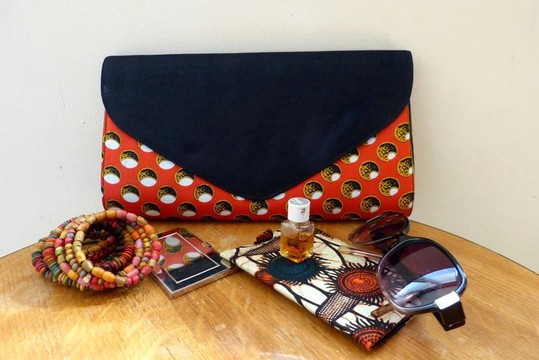 POUCH in WAX n°6 - Evening Ceremony Wedding New Year's Eve African Fabric Elegant Woman Afro Chic
