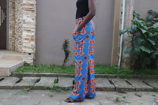 BLUE PRINTED SILK TROUSERS