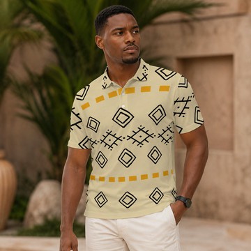 African Egyptian Eye of Ra Print Men's Heavyweight Polyester Polo Shirt | Menswear | Bynelo