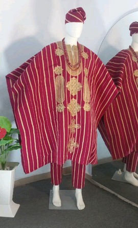 Traditional men agbada complete set with embroidery design