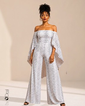 Maxi wide jumpsuit with cape