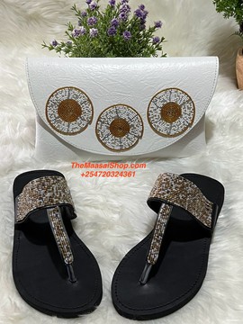 KENYAN BEADED CLUTCH BAG AND SANDALS SET