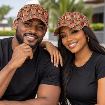 African Kente Pattern Peaked Cap | Kente Fashion Accessory | Bynelo