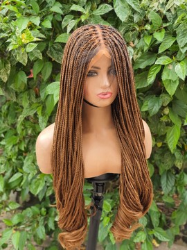 French Braids Wig,Box Braids with Curls frontal wig,22inches