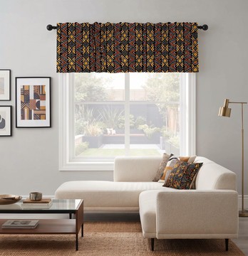 Vintage Bogolan Curtain Valance | African Window Décor | Bynelo