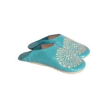 Mode femme babouche en cuir véritable Bleu