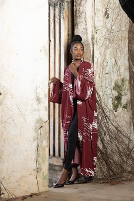Kimono fluide « Burgundy Queen »