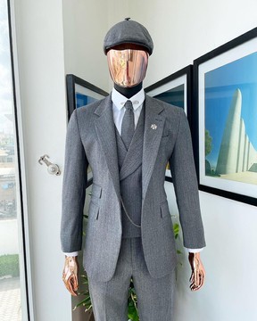 A “peaky blinders” Lava Grey, herringbone patterned fabric - Jorgecarli super 140’s- suit