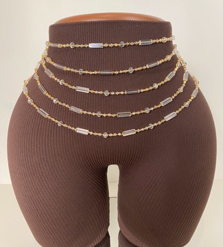 Baya doré transparent , waistbeats, perle de taille , bine bine , binbin, perle de ventre