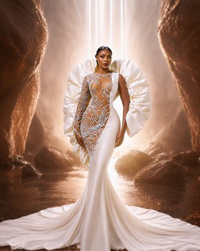 Luxury Beaded Mermaid Wedding Dress | Elegant Prom Couture Bridal Gown