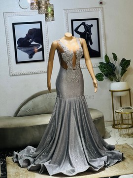 Long Embellished shimmery prom evening dress, engagement dress, civil wedding gown