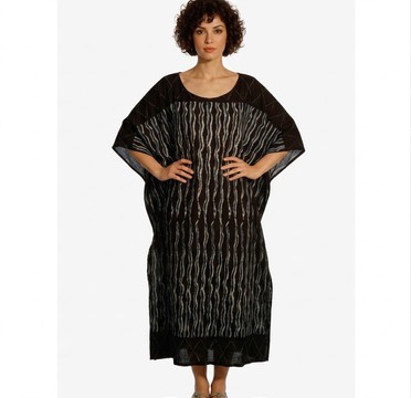 African Caftan Dress – Dogon-Style Indigo Print Kaftan Loungewear