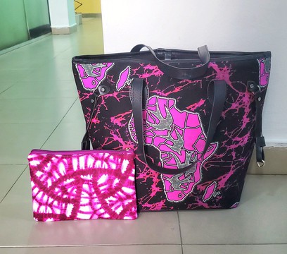 Temi Elegant African Woman Unique Wax and Leather Tote Bag For Beautiful Days/Occasions