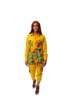 Jersey Jumpsuit with Ankara Patch work, Ankara Jumpsuit, Wandizi Womens Jumpsuit