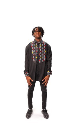 Bogolan imprimé Ankara Mix chemise à manches longues, Bogolan Wax Print Shirt, chemise Ankara, Ankara Fashion