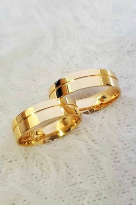 Paire d'alliances solides 10 carats pour couples