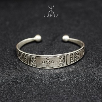 Silver Touareg half bangle bracelet, in genuine 925 silver