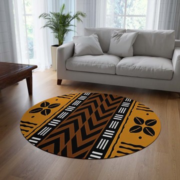 Decorative Living Room Round Rug Mudcloth Patio Carpets (LARGER SIZES AVAILABLE)