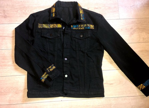 Veste en jean motif wax