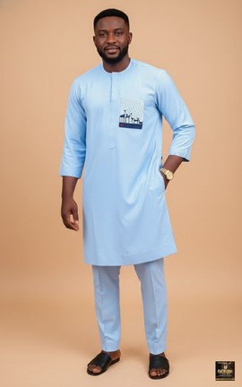 Sky Blue Two-Piece Kaftan