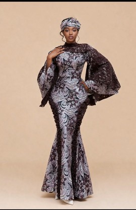 Ankara-Inspired Bell Sleeve Maxi Dress with Tiered Peplum Hem