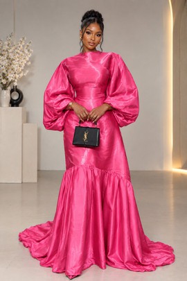 Robe kaftan rose, robe longue, robe boubou