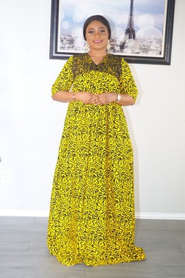 YENI ANKARA DRESS- YELLOW PRINT