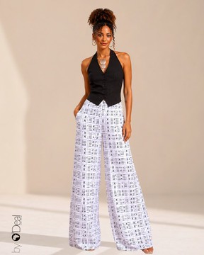 Pantalon grande taille haute en lycra stretch