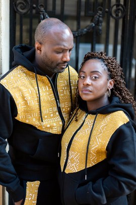 Sand Bogolan Zip-Up Hoodie